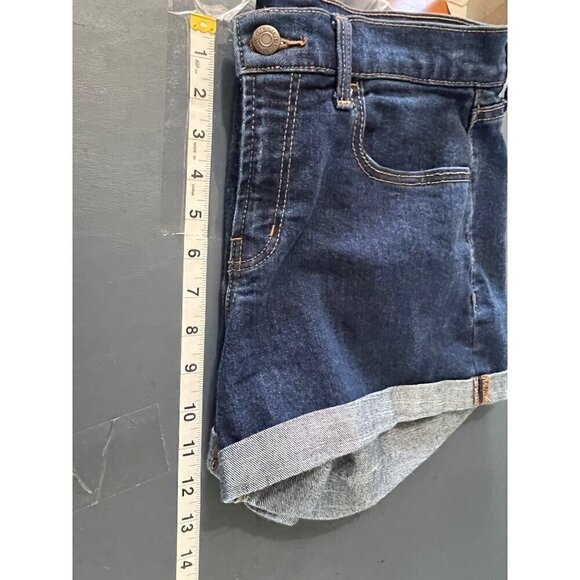 Old Navy Womens Dark Blue Denim Jean Shorts Size 8 With Rolled Cuffs & Pockets - Picture 6 of 9